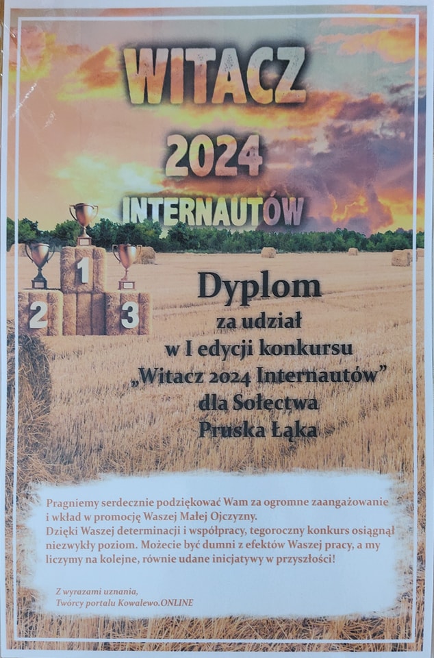 dyplom w konkursie na witacz