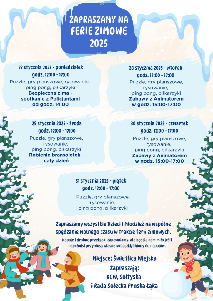 Ferie zimowe 2025 - Pruska Łąka