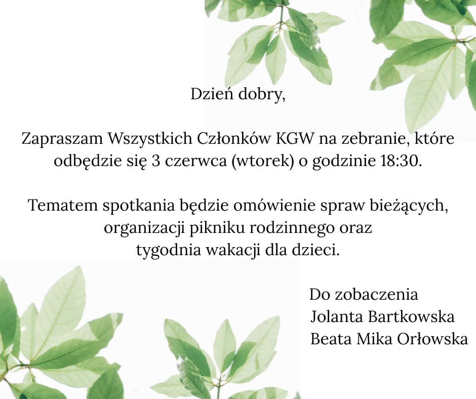 ogłoszenie o zebraniu kgw